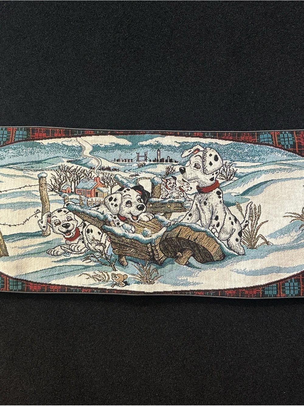 Vintage 90s Disney “101 Dalmatians” Tapestry Accent Table Runner
